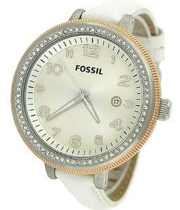 FOSSIL WHITE LEATHER STRAP 100M LADIES WATCH AM4362  