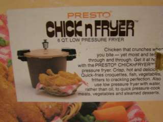   Chicken Fryer  Bucket Low Pressure Cooker Box & Instructions  