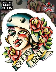 DERBY DOLL roller derby girl STICKER ****  y ja301  