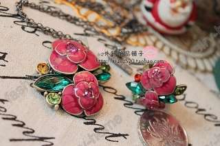 Fashion Dazzling Multicolou Crystal Butterful Flower Necklace  