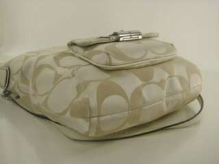   Purses 14904 Kristin Ivory/Lt Khaki Sateen Signature Hobo Handbag