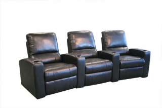 Adonis Home Theater Seating 6 Leather Manual Seats Black Chairs  