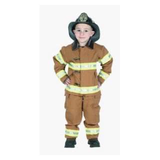  Jr Fire Fighter Suit (Tan) w/ Helmet Child Costume Size 12 