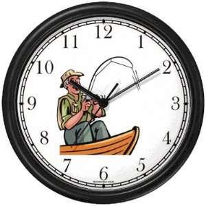 Old Fisherman or Man in Boat Fishing Wall Clock by WatchBuddy 
