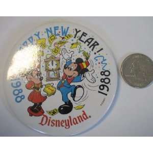  Vintage Disney Button  Mickey Mouse 1988 New Years 