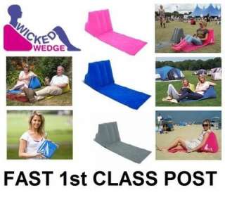 WICKED WEDGE Inflatable Beach Festival Camping Lounger Back Pillow 
