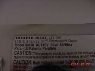 Sharper Image SI830 Professional Series Ionic Breeze GP Silent Air 