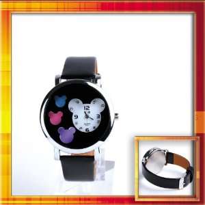   Square Dial Black Adjustable Imitation Leather Strap Wrist Watch W0325
