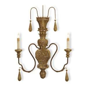   Mansion French Country Aged Gold 2 Light Wall Sconce