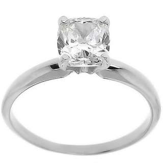   SI CUSHION CUT SOLITAIRE DIAMOND ENGAGEMENT RING 14K WHITE GOLD  