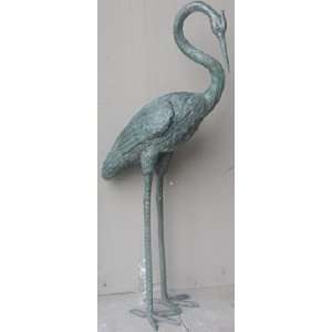 Cranes pair with Thin Neck Outdoor Bronze Statue   Green patina 