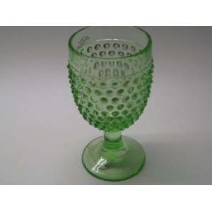  Hobnail Glass Goblets Cast in a Lime Green Glass Made Here 