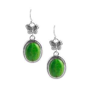  Barse Lime Turquoise Butterfly Drop Earrings Jewelry