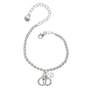  Silver Handcuffs Silver Plated Brass Charm Bracelet with 