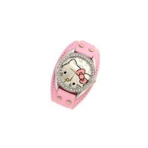  Cute Hello Kitty Pattern Leather Strap Wrist Watch with 
