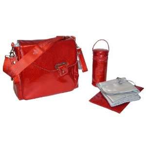  Kalencom Ozz Iridescent Patent Red Diaper Bag Baby