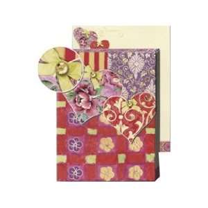    Punch Studio Note Pad Pocket Patchwork Heart Pink