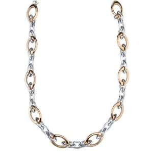  Stainless Steel Two Tone 24 inch Figaro Necklace Jewelry