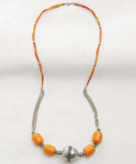 Ben Amun orange chunky beaded yarn necklace  