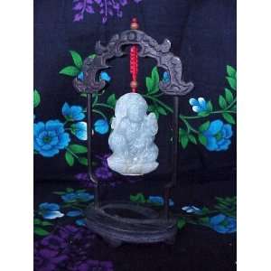  Beautiful Burma Jade Hanging Pendant with Teak Display 