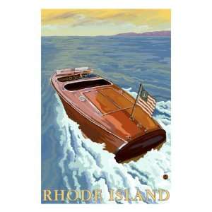 Rhode Island, Chris Craft Boat Giclee Poster Print