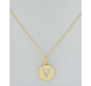Elements by KC Designs gold and diamond V initial pendant necklace