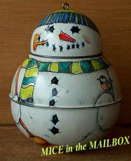 JOLLY WOLLY SNOWMAN~1991~Hallmark Ornament~Tin~No Box  