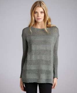 Hayden sage tonal stripe cotton hand knit sweater   