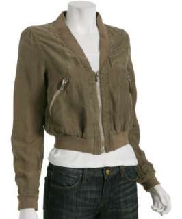 Michael Kors truffle linen silk cropped bomber jacket   up to 