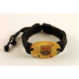   Team Logo Spanish Soccer Black Leather Bracelet 