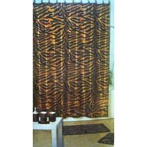 4pcs Bath Rug Set Zebra Brown Print Bathroom Rug Shower Curtain Mat 