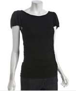 Casual Couture by Green Envelope black ruched jersey ruffle sleeve top 