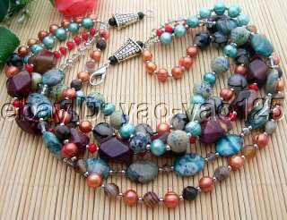 round brown and green pearl, round faceted fire and oval agate, drum 