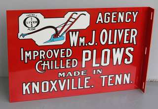 Wm. J. OLIVER CHILLED PLOWS Flange Sign Farm Feed Tractor reissue 
