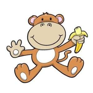  Childrens Wall Decals   Cartoon Baby Monkey with Banana 