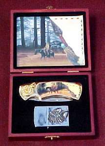 The Indian Warrior Scene Collector Pocket Knife and Lighter Set  