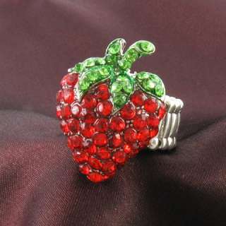   Ring Silver Tone Red Green Stone Crystal Adjustable Jewelry NEW  