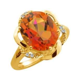   Twilight Orange Mystic Quartz and Topaz 10k Yellow Gold Ring Jewelry