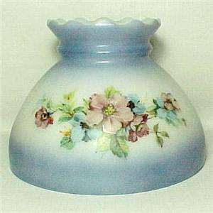   Floral 8 in Student Kerosene Oil Lamp Shade Blue w/ Pastel Flowers