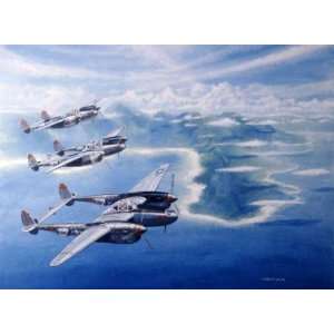  WWII P38 Lightnings in the Pacific Print by unknown. Size 