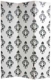 ft. Tall Double Sided Damask Canvas Room Divider  