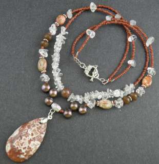   Rosetta Jasper gemstone pendant,Crystal handmade jewelry necklace