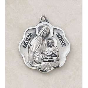 St. Anne Sterling Silver Patron Saint Medal Catholic Pendant Necklace 