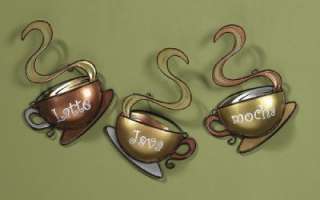 pc Coffee Cups Mugs Latte Java Mocha Metal Wall Art  