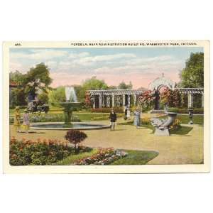  1920s Vintage Postcard Pergola, near Administration 