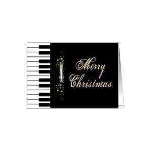 CHRISTMAS GREETING   PIANO   CANDLES   KEYBOARD   MUSICIANS Card