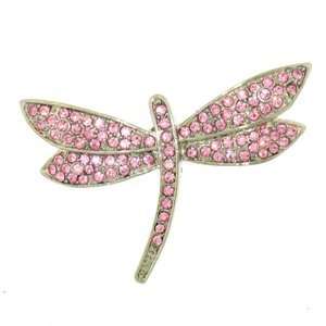   Platinum Plated Swarovski Crystal Pink Butterfly Brooch/Pin: Jewelry
