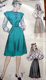 LOVELY VTG 1940s GIRLS DRESS & BLOUSE Sewing Pattern 10  