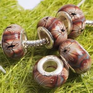 7010 Elegant Brown Polymer Clay Bead 925 silver core For Pandora 8x14 
