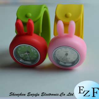   Cute Rabbit Snap Slap Colorful Bracelet Silicone Watch EZF  